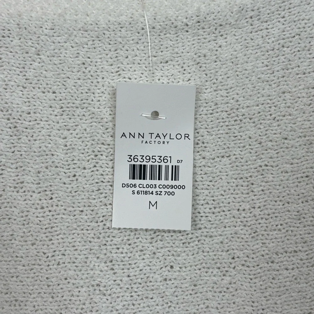 Ann Taylor Factory Top Womens Med White Breathable Lightweight Blouse Sweater - Picture 9 of 11